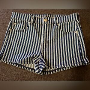 Striped Blue and White Women's  American Eagle stretch shorts